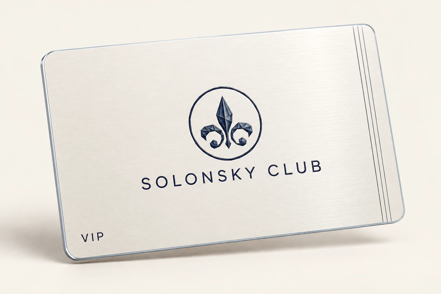 Tarjeta VIP metálica en porcelana e índigo SOLONSKY CLUB
